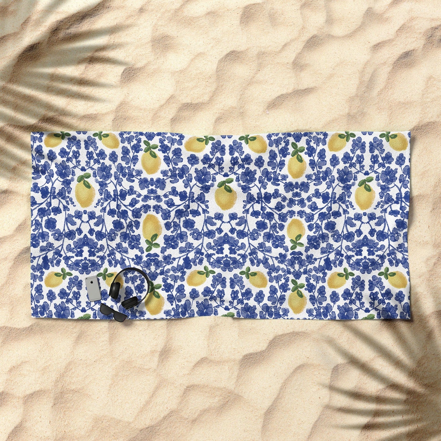 Chinoiserie Lemons Beach Towel