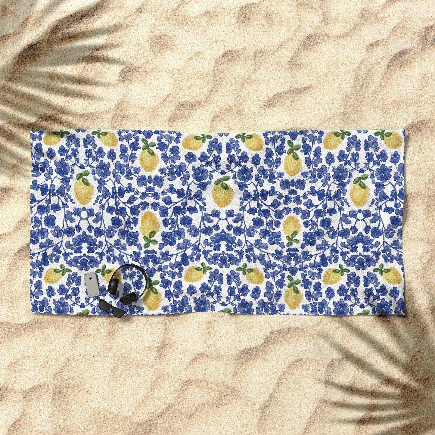 Chinoiserie Lemons Beach Towel