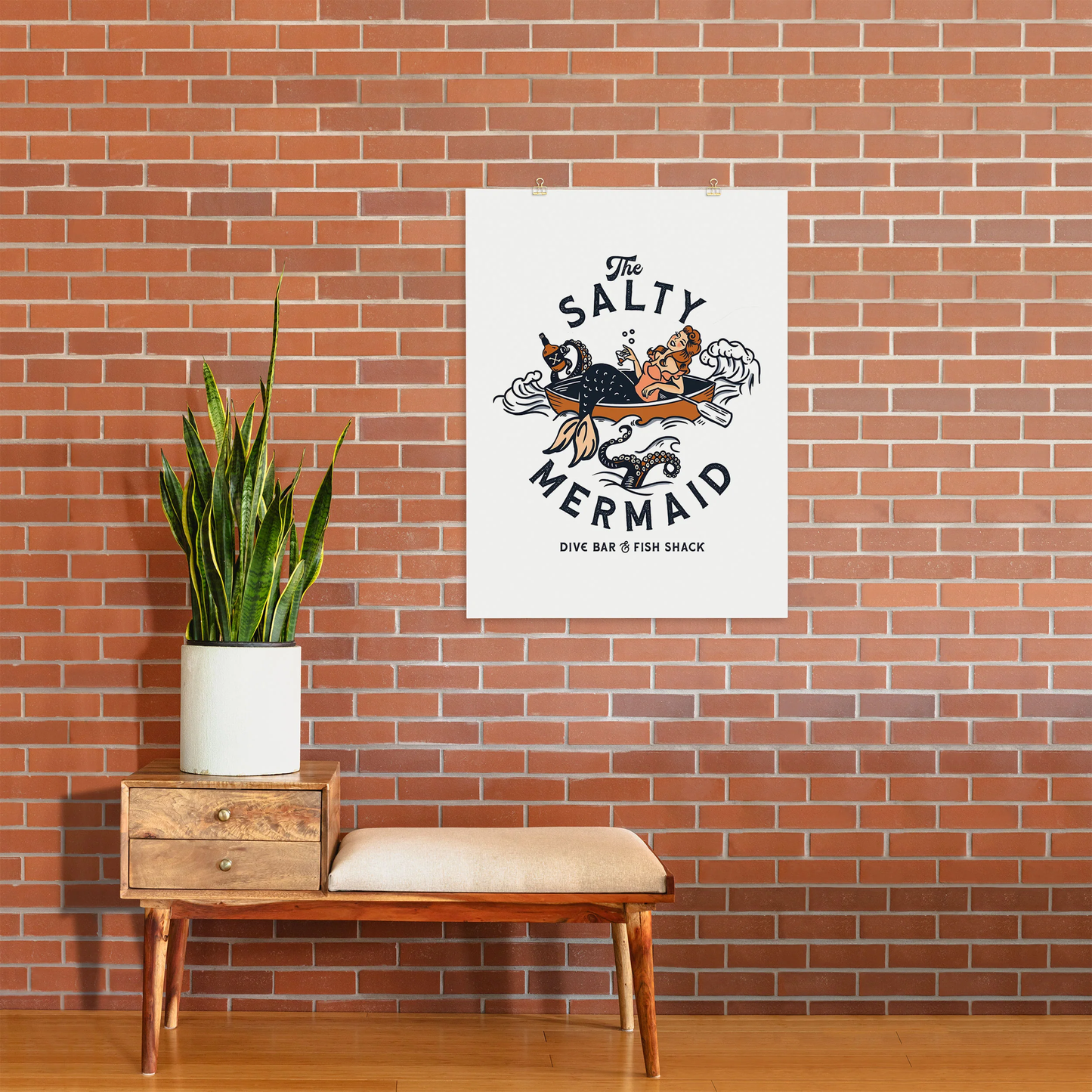 Salty Mermaid Dive Bar Art Print