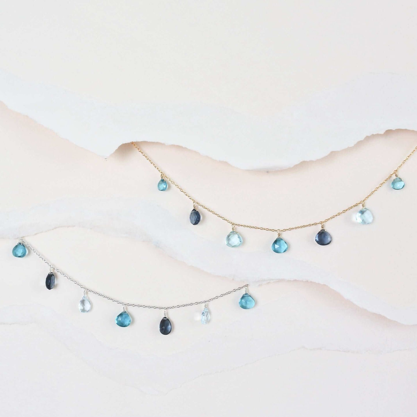 Blue Gemstone Silver Sparkler Necklace