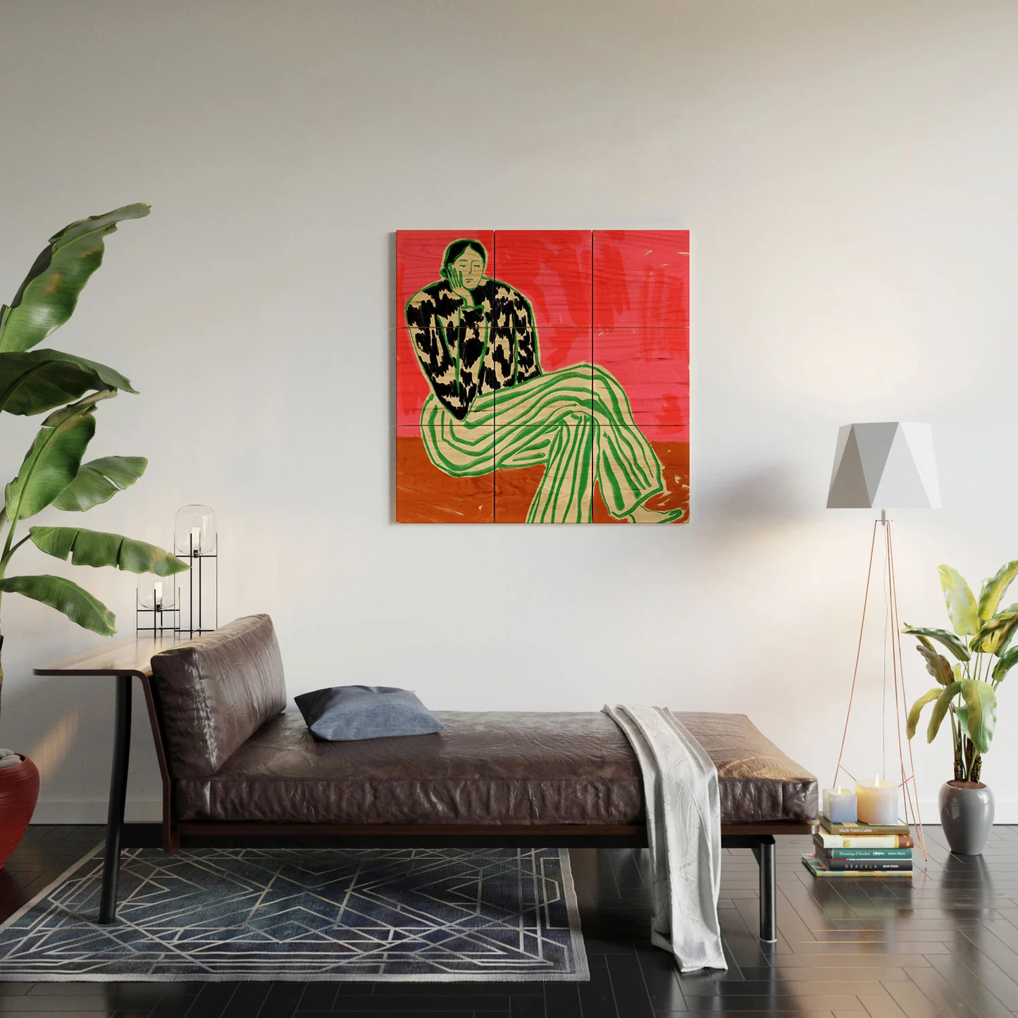 Calm Woman Portrait Wood Wall Mural