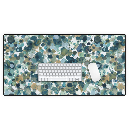 Moss Forest Blue Gold Desk Mat