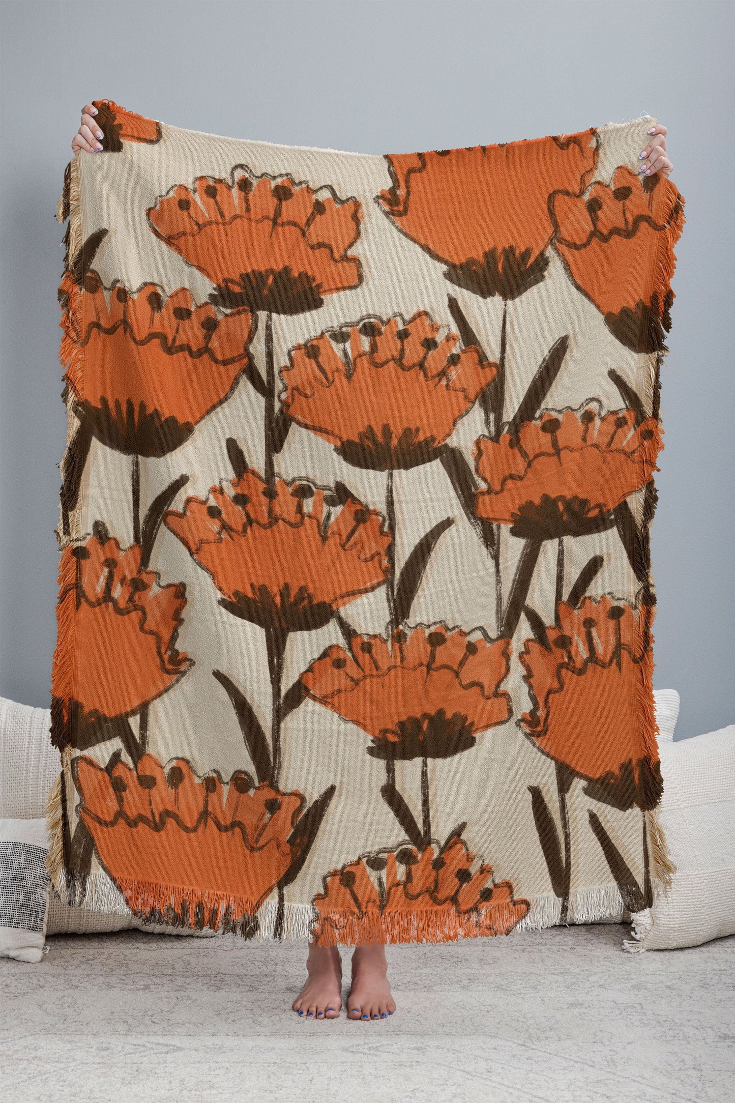 Poppies Woven Throw Blanket - Midweight