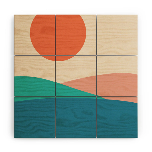 Minimal Sunrise Wood Wall Mural