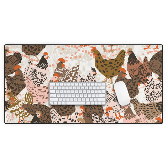 Favorite Chickens Brown Pink Desk Mat