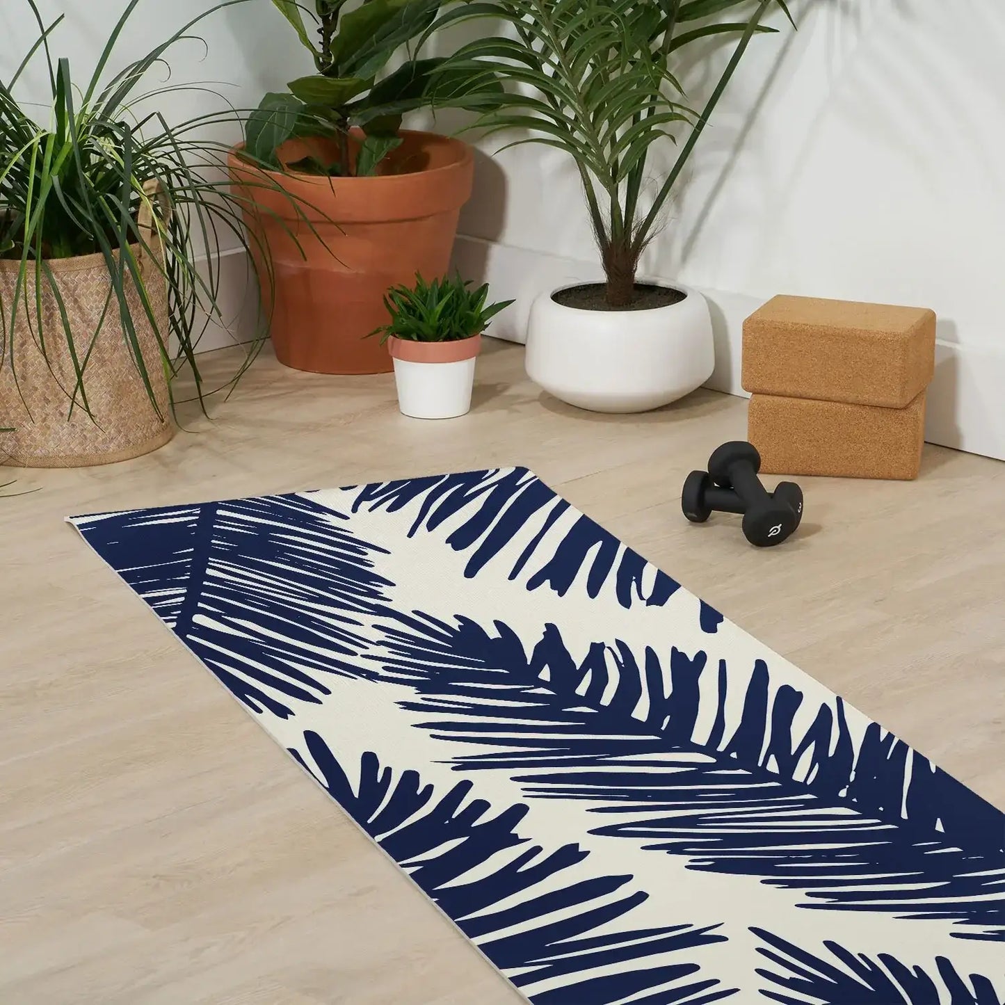 Tropical Blue Palms Yoga Mat