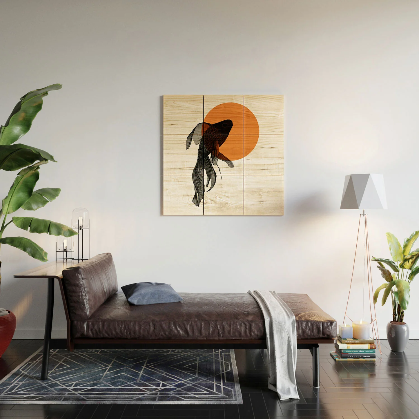 Orange Goldfish Wood Wall Mural