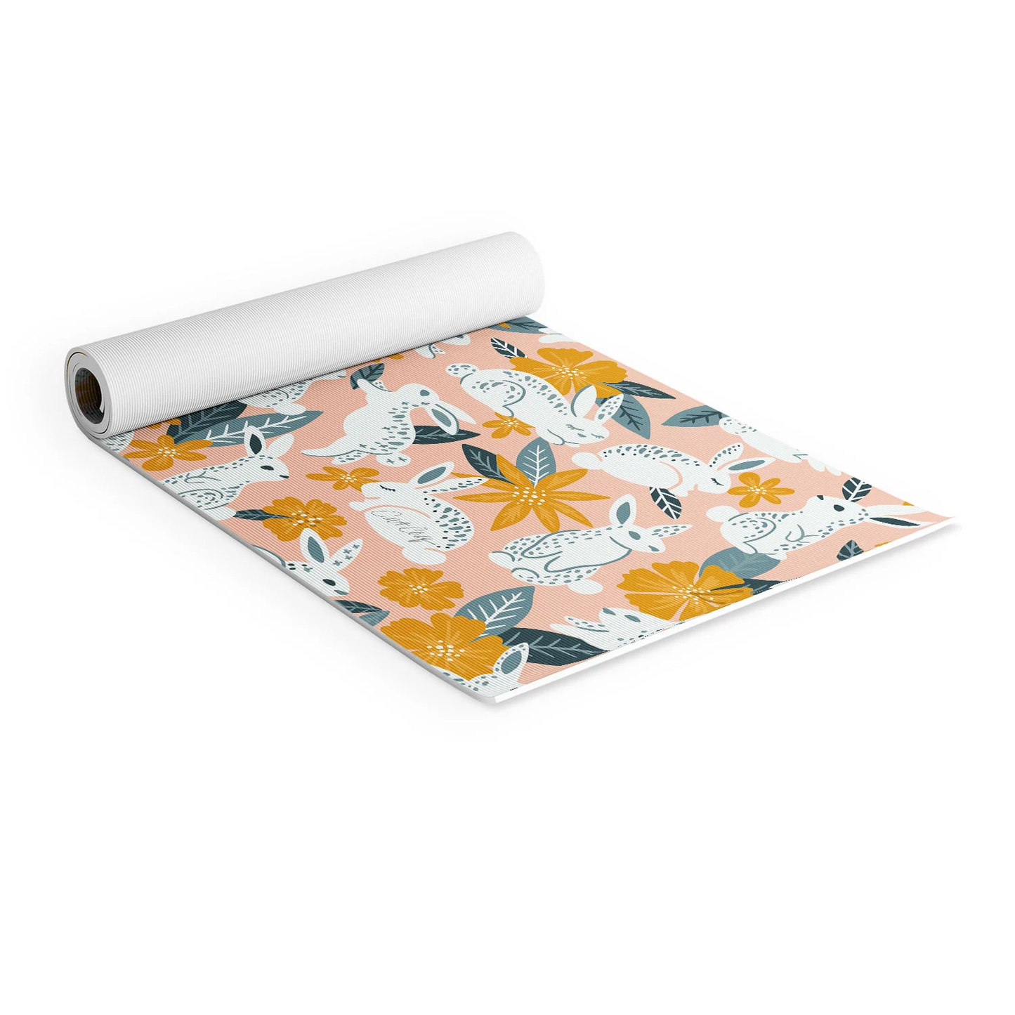 Bunnies Blooms Blush Yoga Mat