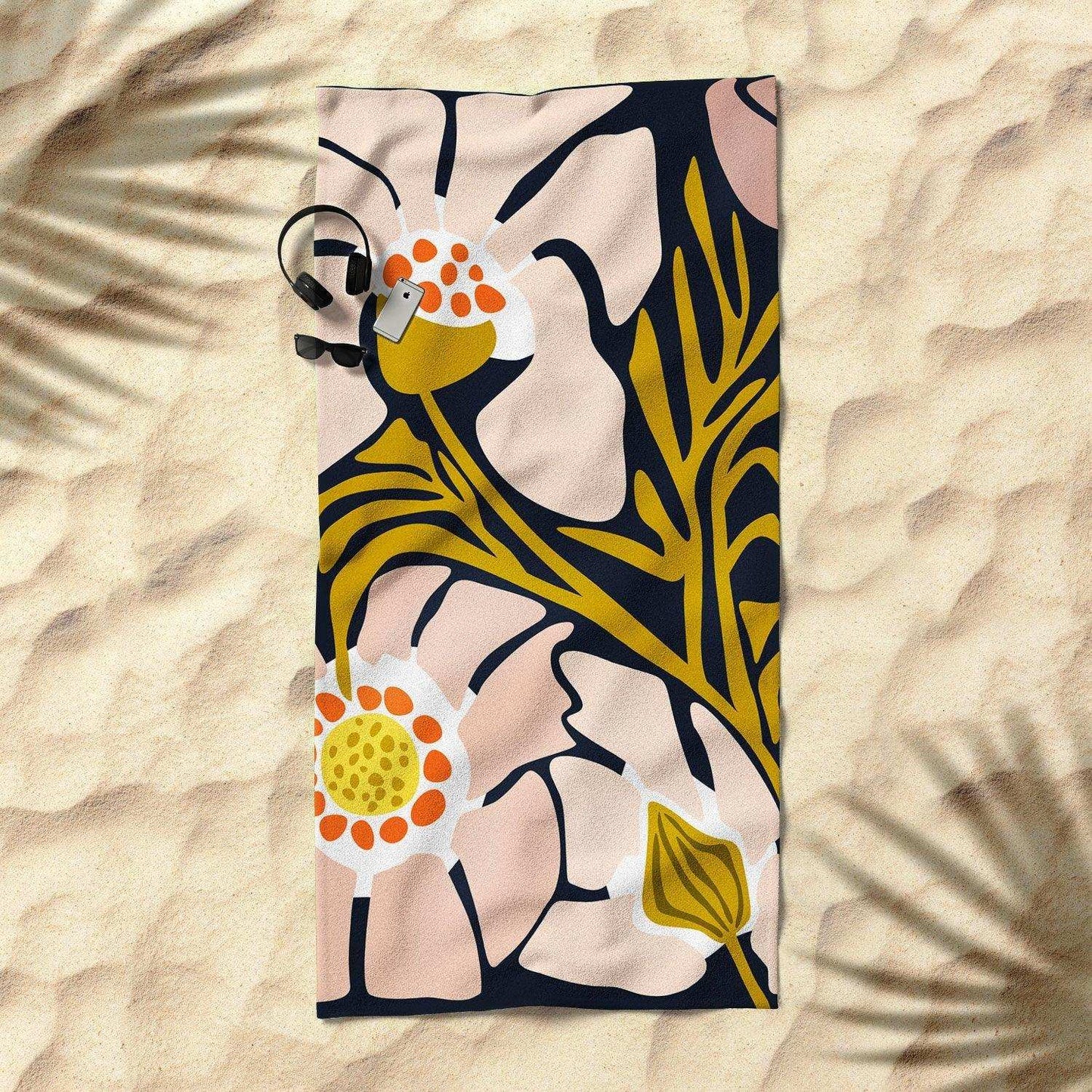 Backyard Flower Modern Floral Beach Towel