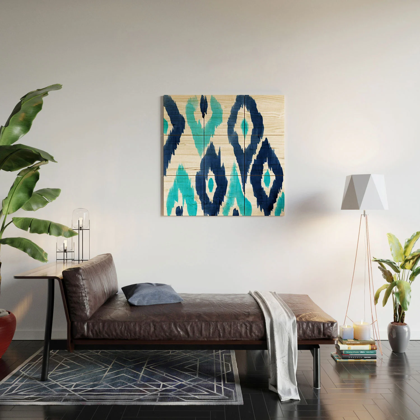 Malibu Blue Ikat Wood Wall Mural