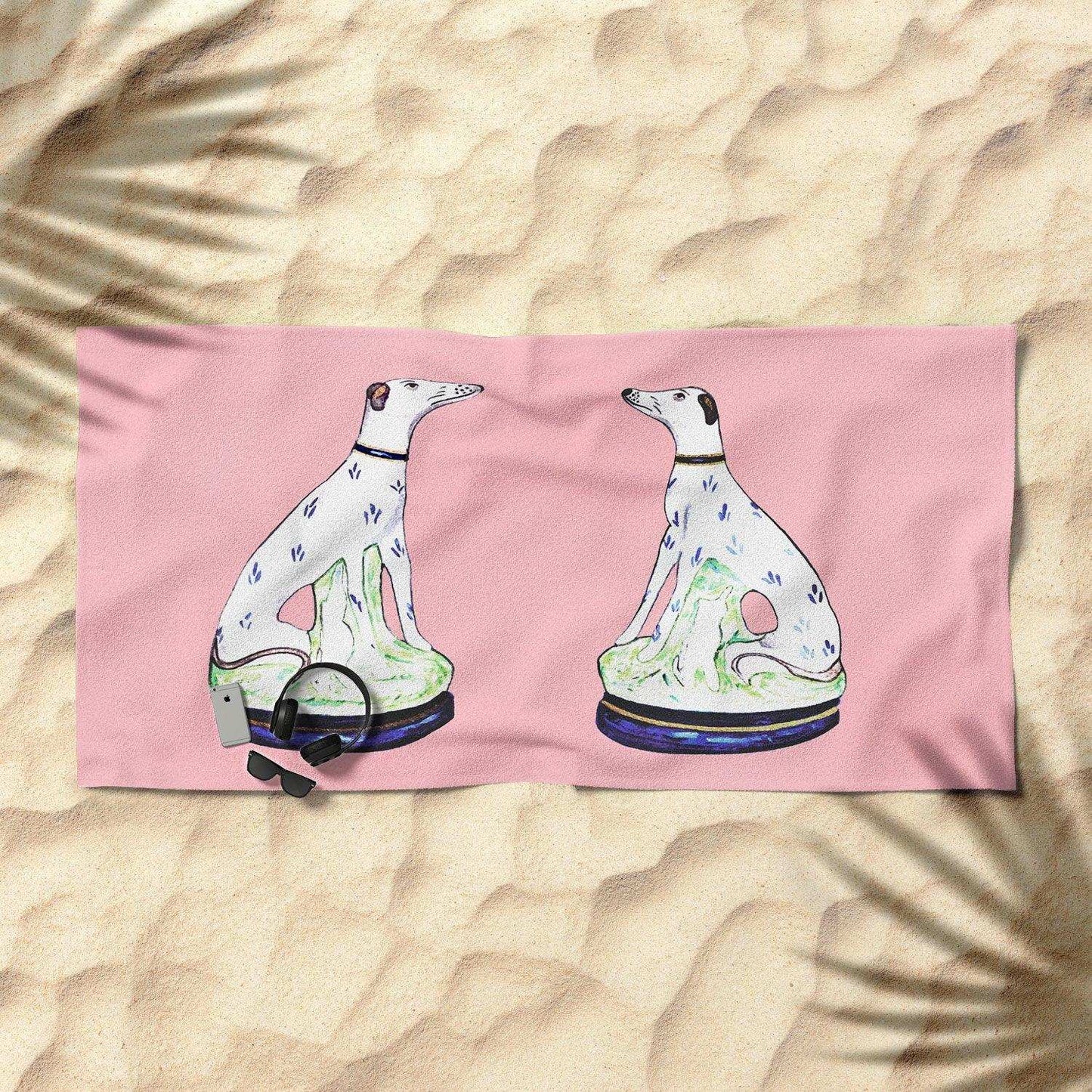 Staffordshire Greyhound Twins Beach Towel
