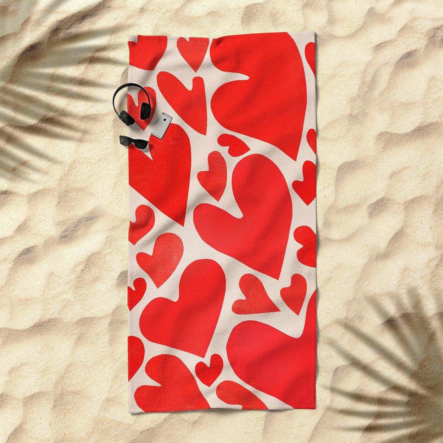 Hearts Beach Towel