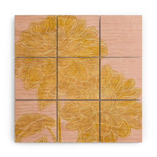 Dahlias Wood Wall Mural