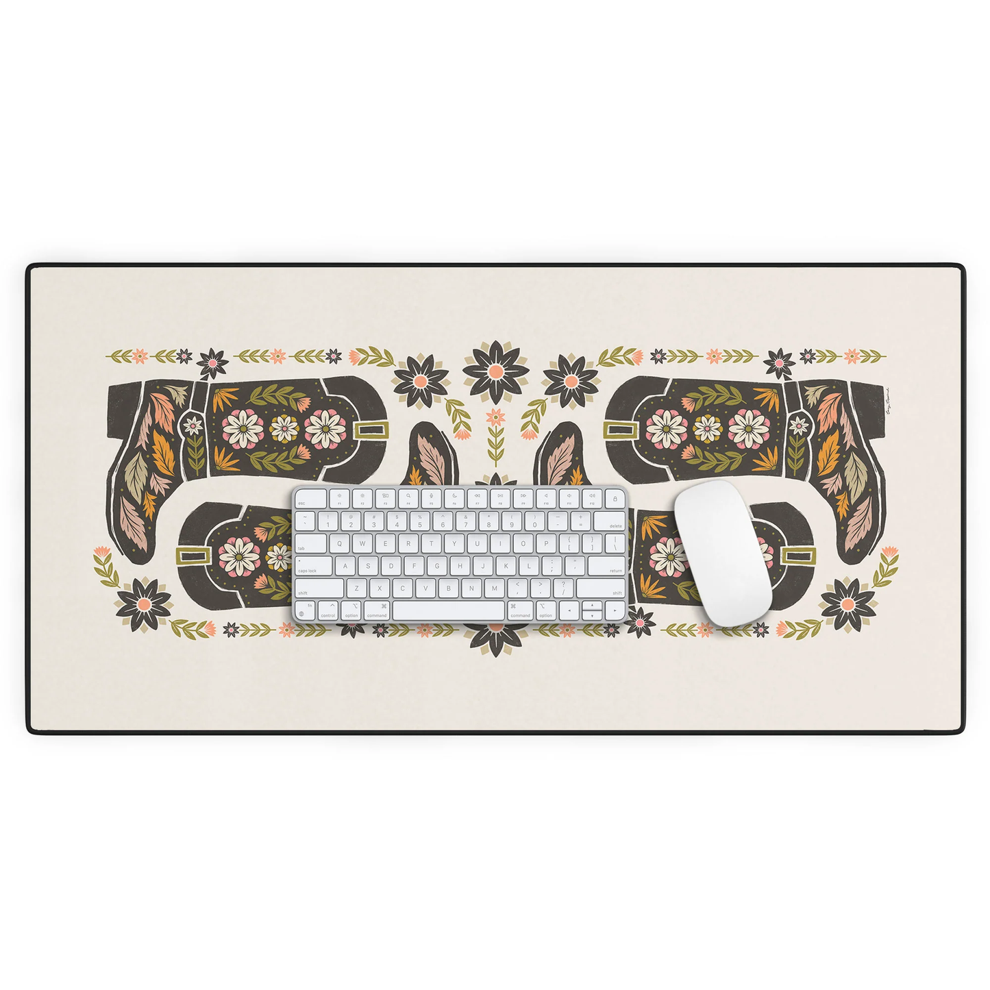 Cowboy Boots and Flowers Desk Mat
