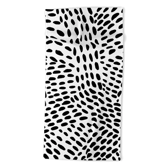 Dot Lines Black and White Beach Towel