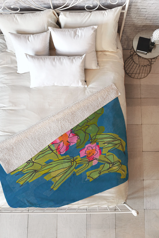 Flowers on Captiva Sherpa Throw Blanket - Heavyweight