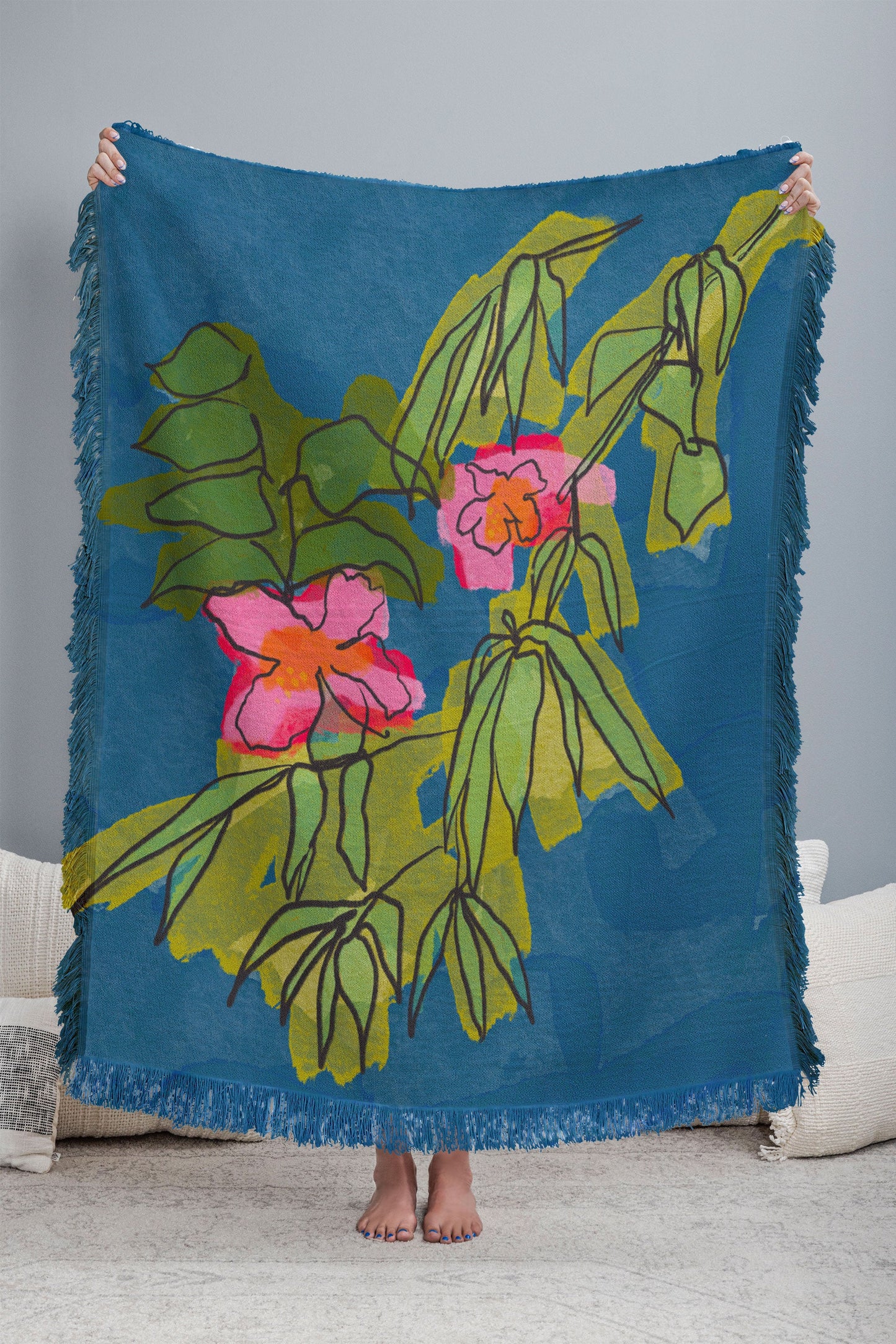 Flowers on Captiva Woven Throw Blanket - Midweight
