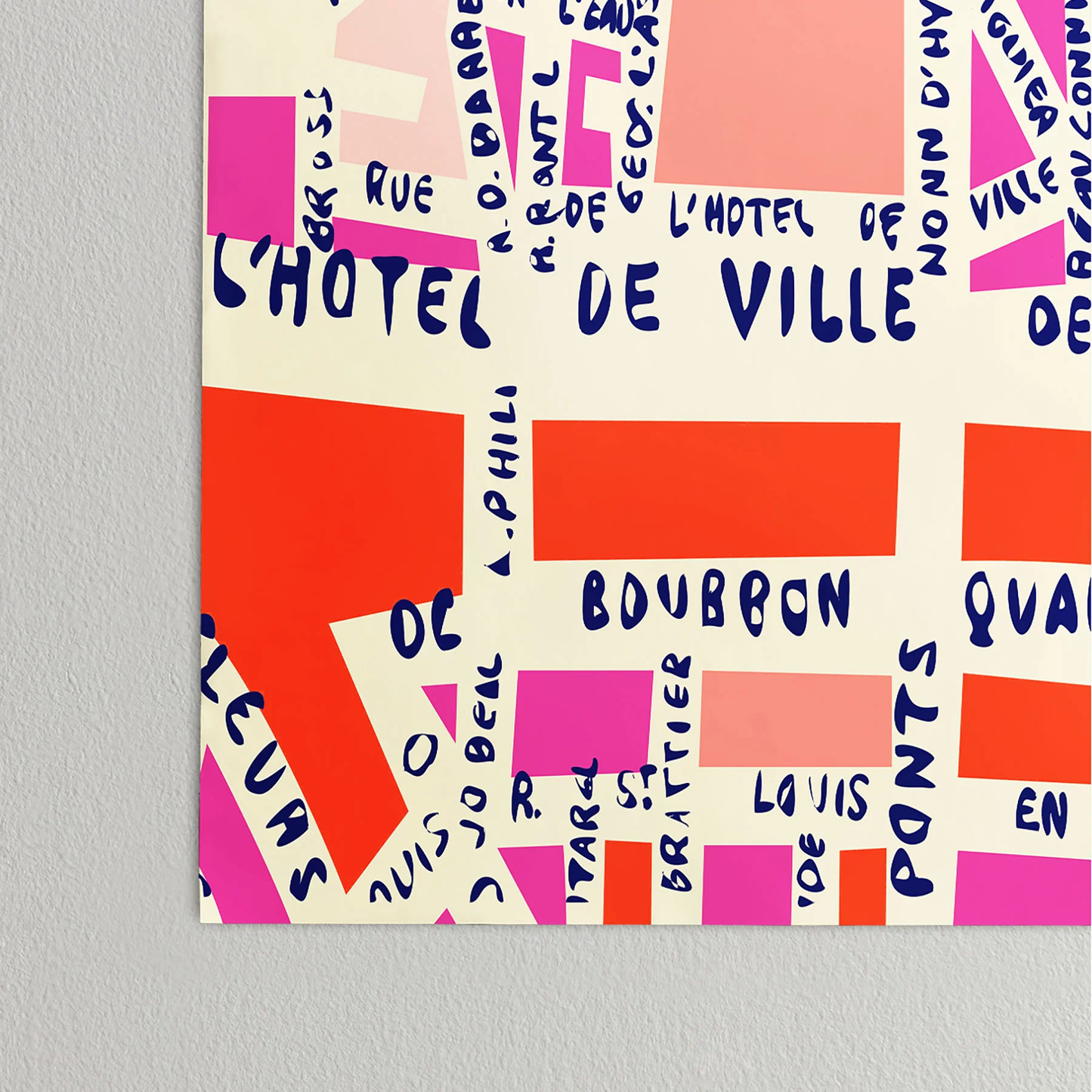 Paris Map Pink Poster Art