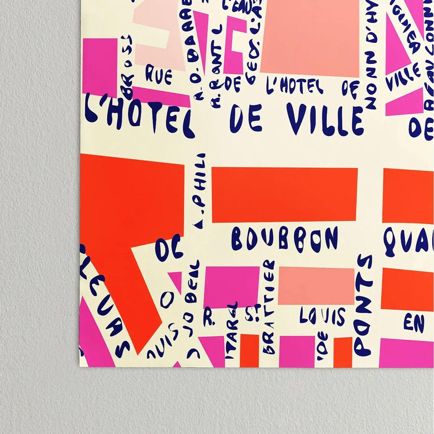 Paris Map Pink Poster Art