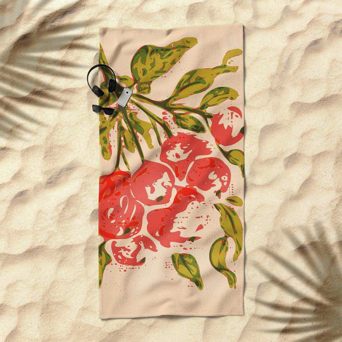 Coral Berries Beach Towel