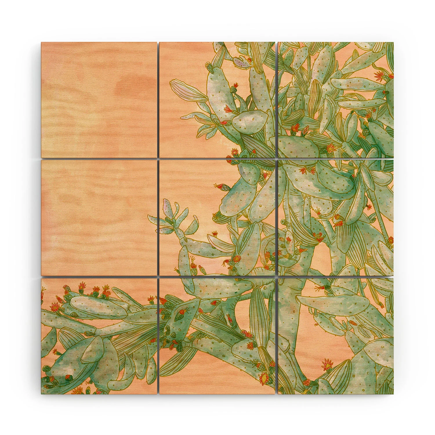 Opuntia Wood Wall Mural
