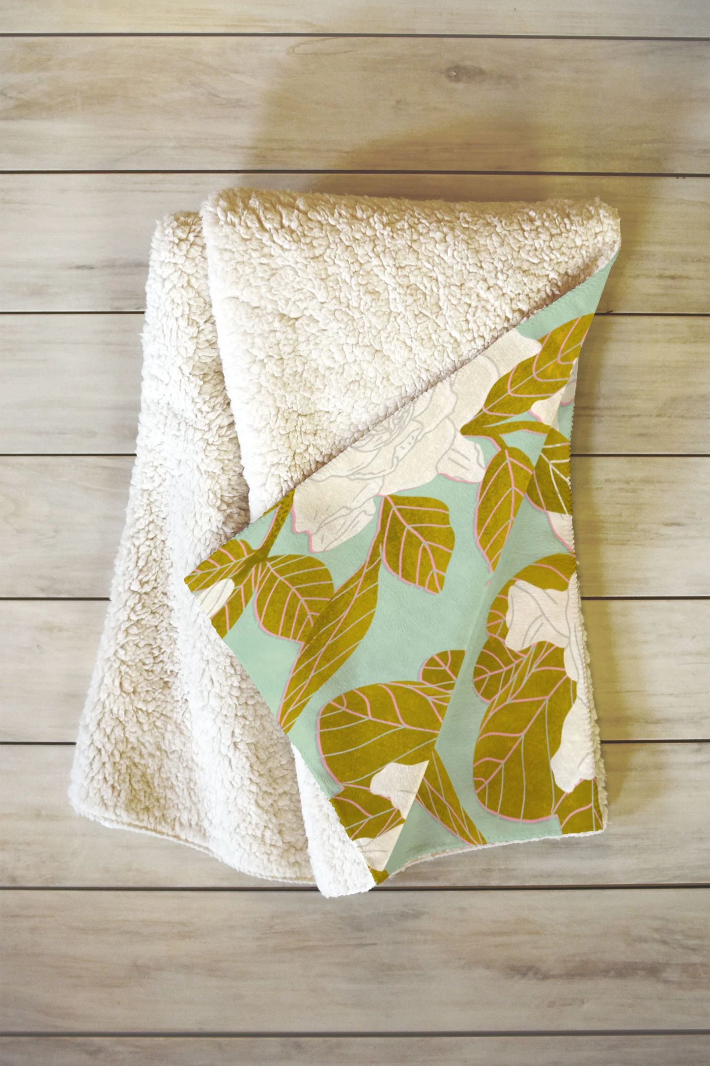 Gardenias Sherpa Throw Blanket - Heavyweight