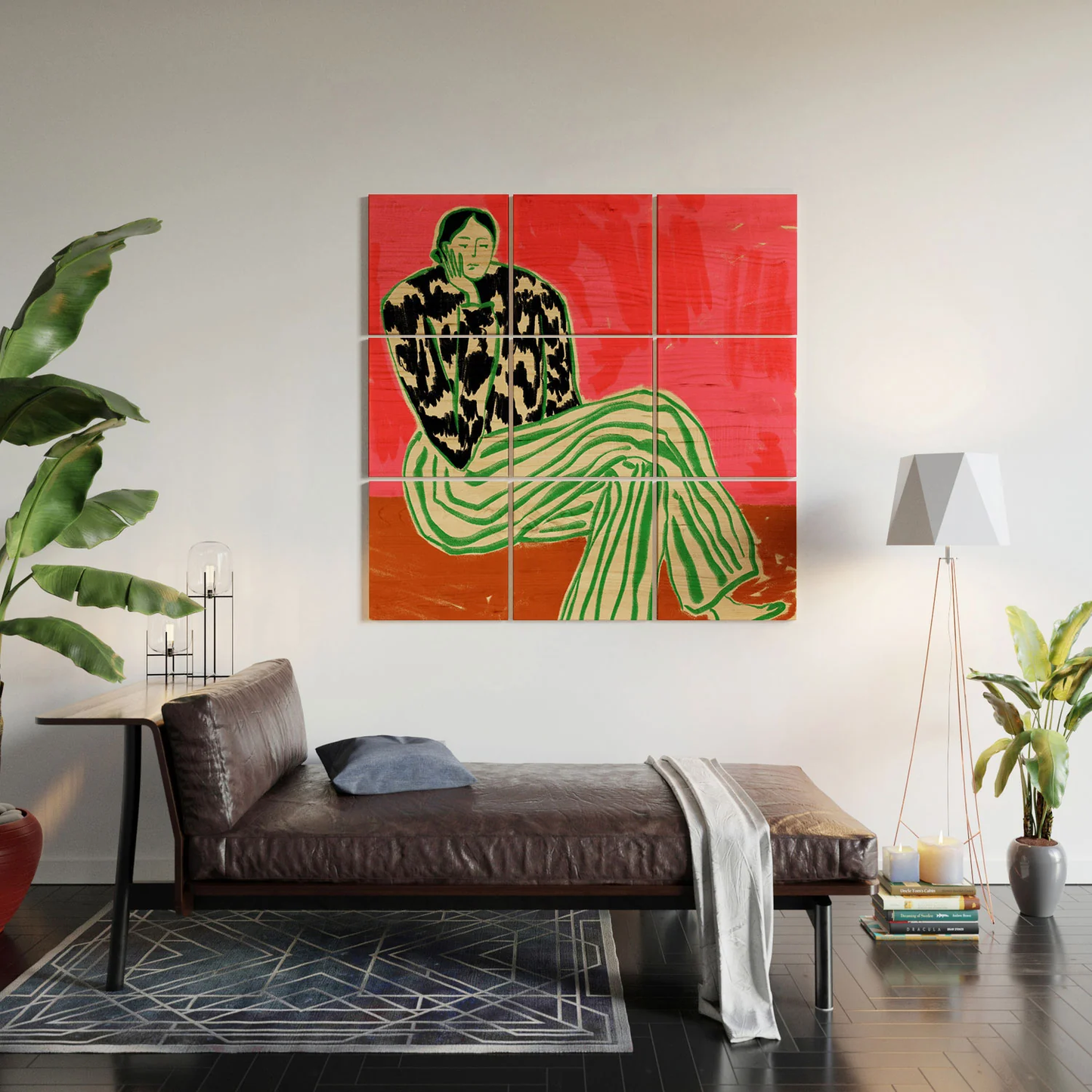 Calm Woman Portrait Wood Wall Mural