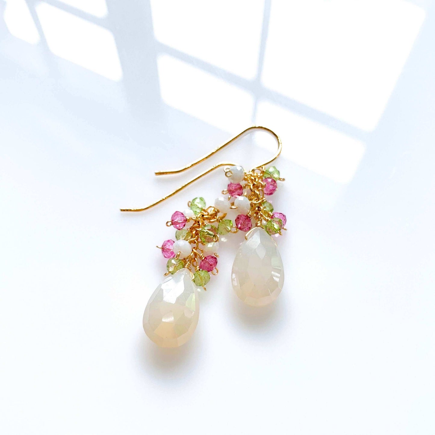 White Chalcedony Pastel Gemstone Earrings