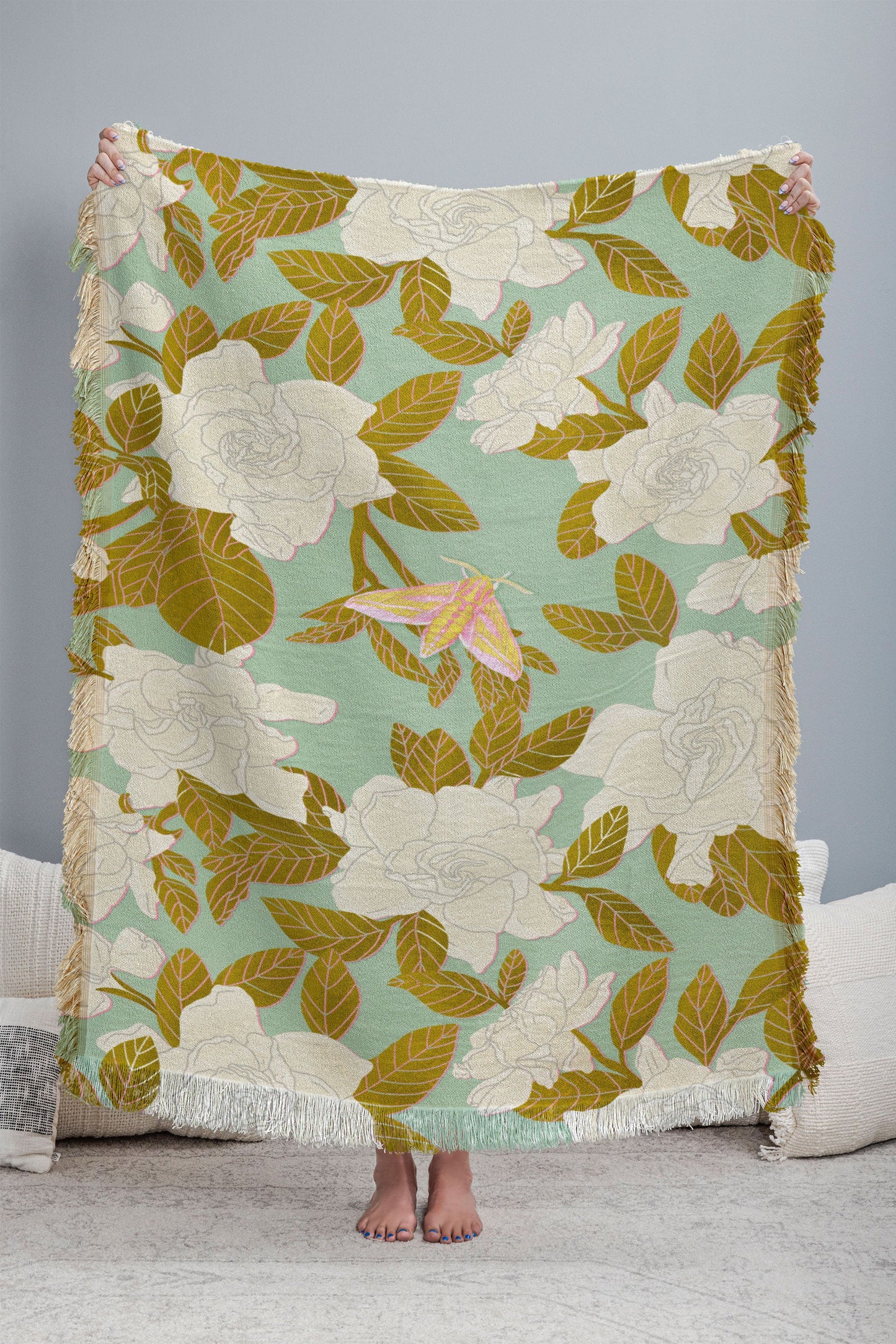Gardenias Woven Throw Blanket - Midweight