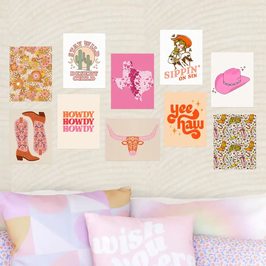 Western Collage Prints - Set of 10 Mixed