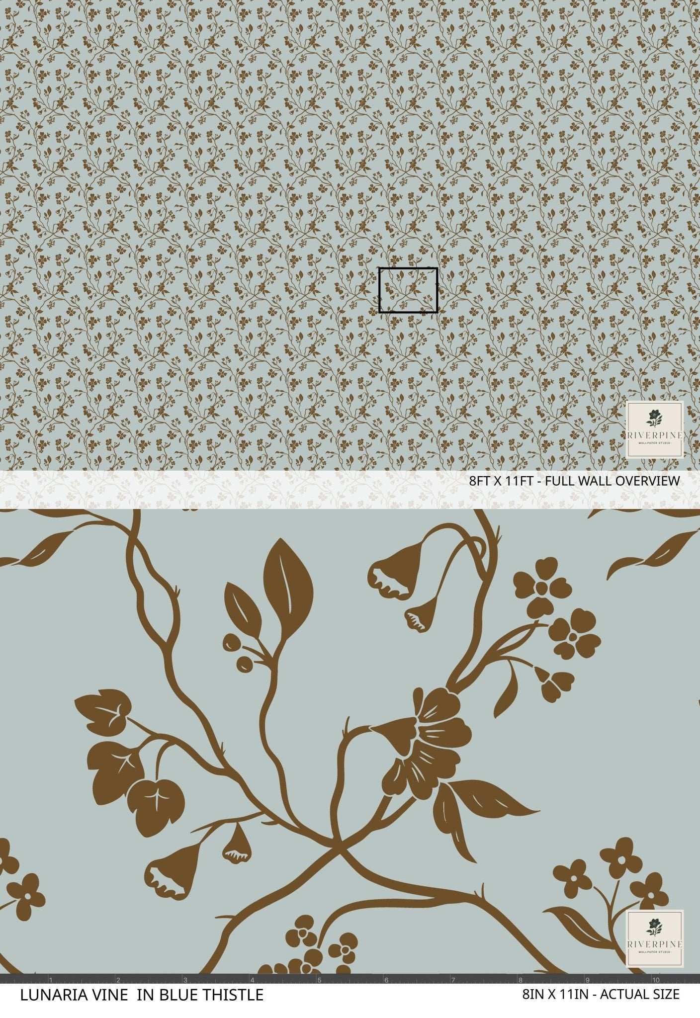 Lunaria Vine Wallpaper in Blue Thistle