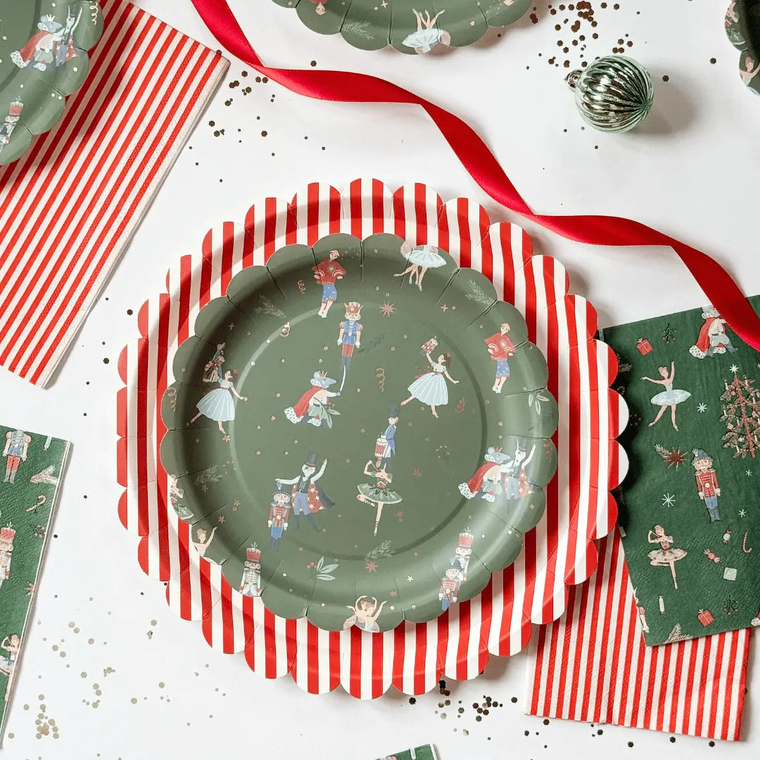 Nutcracker Christmas Dessert Plates, Scalloped (12 Pack)