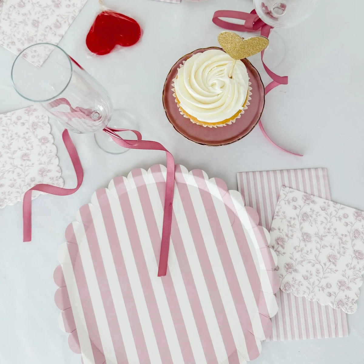 Light Pink Striped Guest Napkins, 24pcs