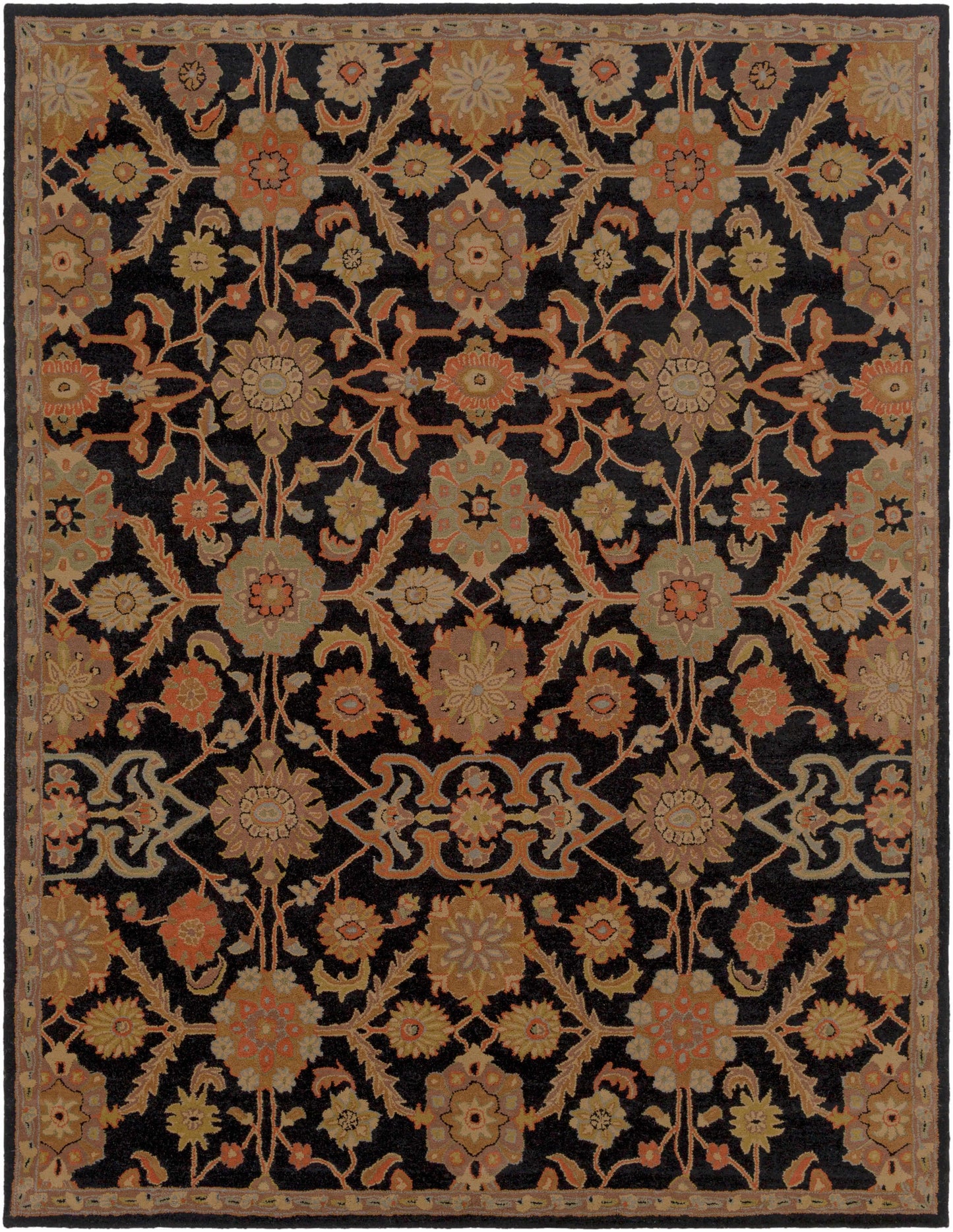 Salix Hand Tufted Black Wool Rug