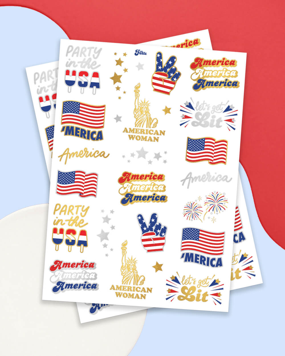 Party in the USA Tats - 34 foil temporary tattoos