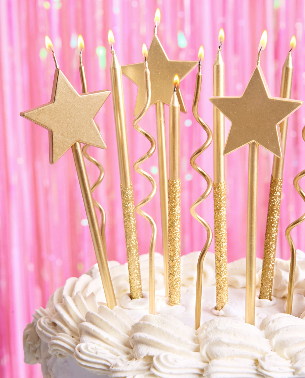 Make a Wish Gold Candles - 14 gold glitter candles