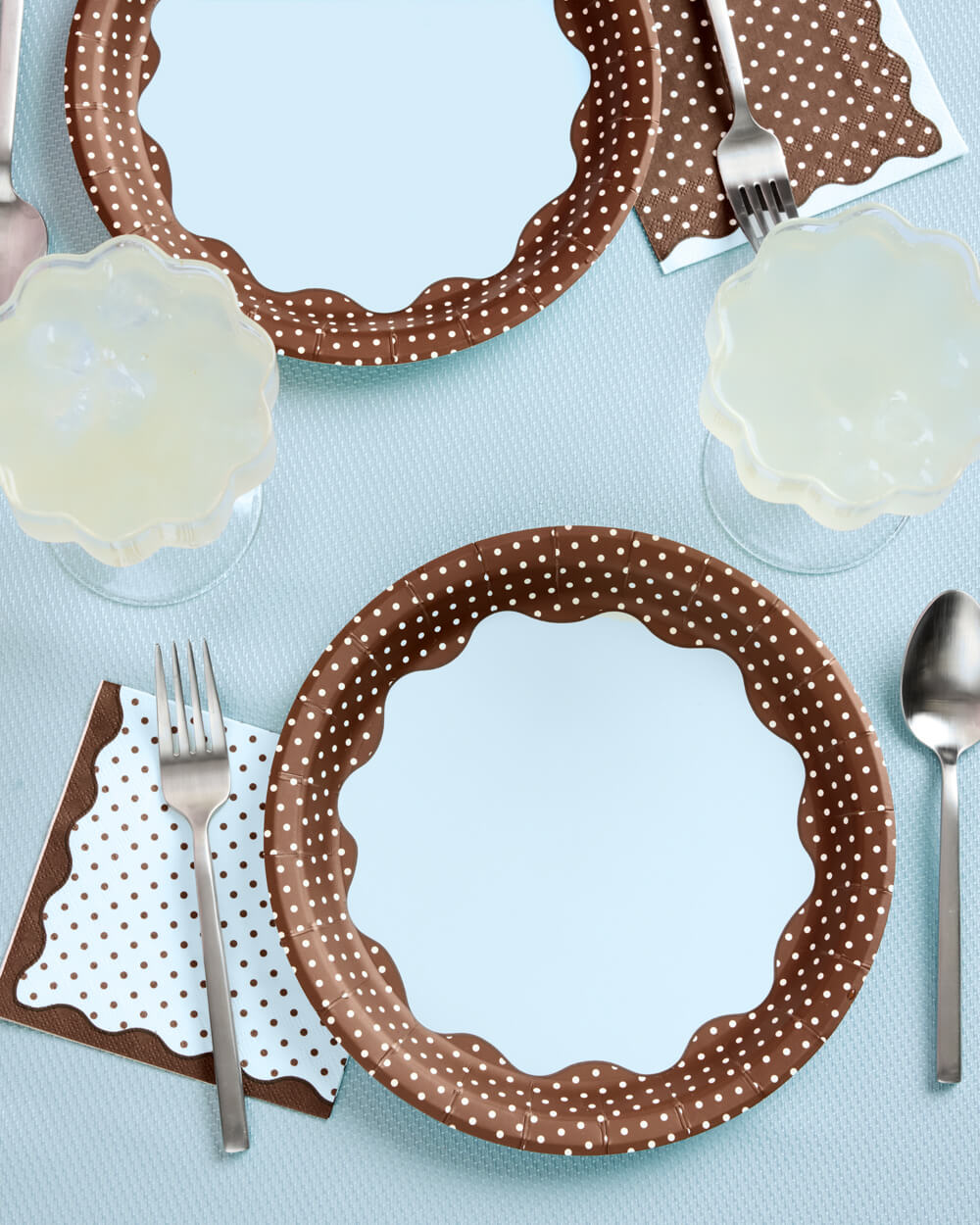 Brown + Blue Plates - 10 paper plates, 9in