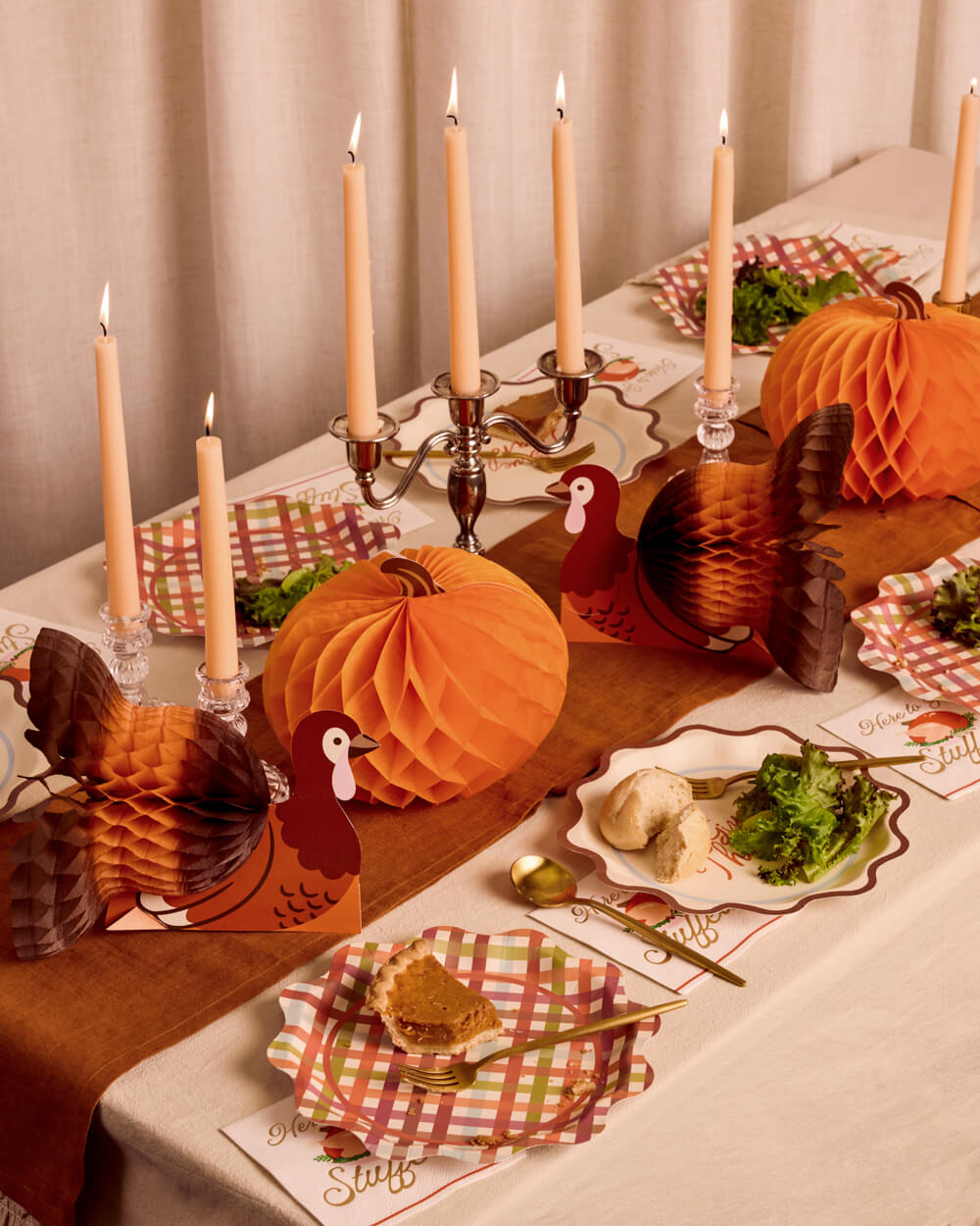 Turkey + Pumpkin Accordions - 4pc fall decor set