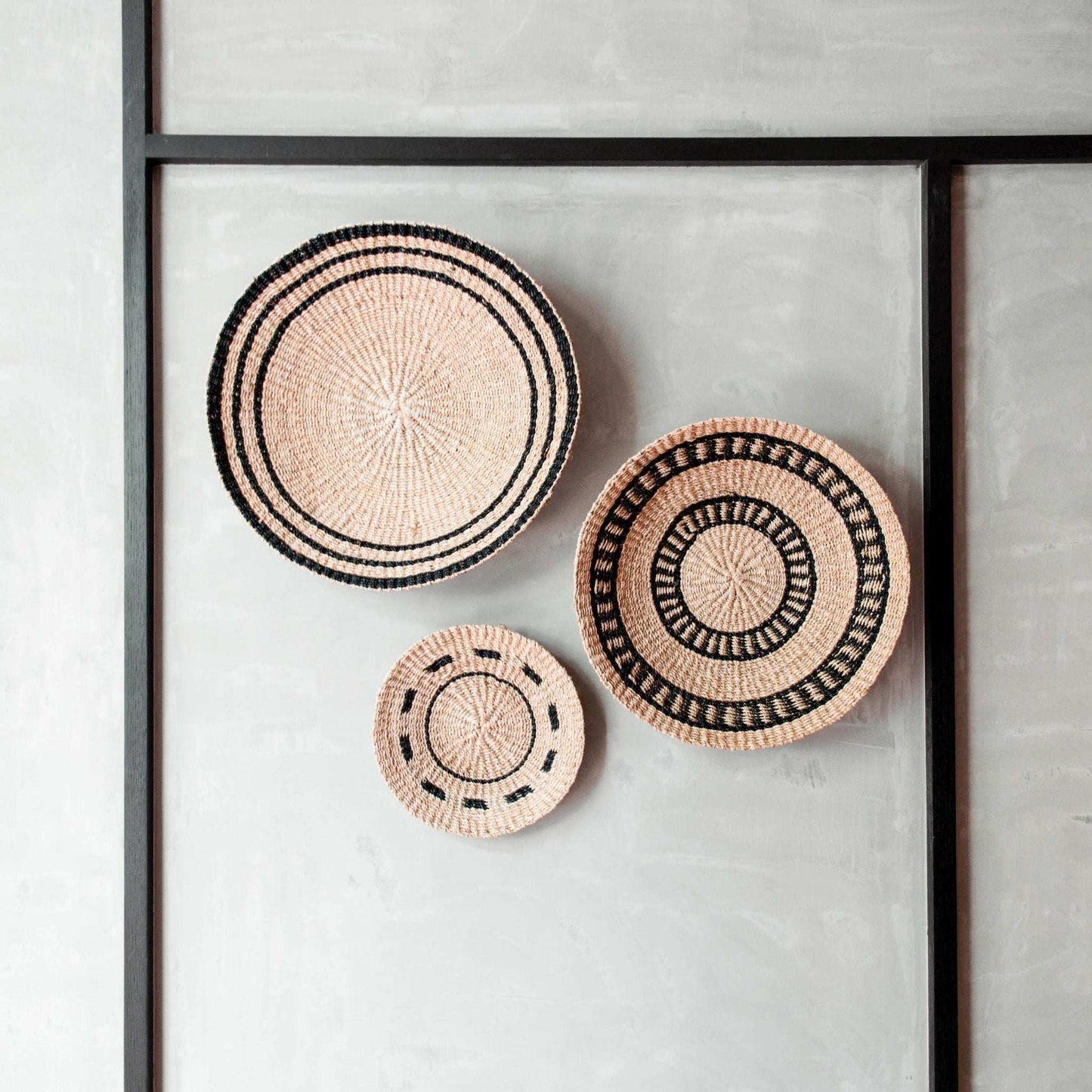 Natural + Black Wall Baskets, Medium - Woven Wall Baskets | LIKHÂ