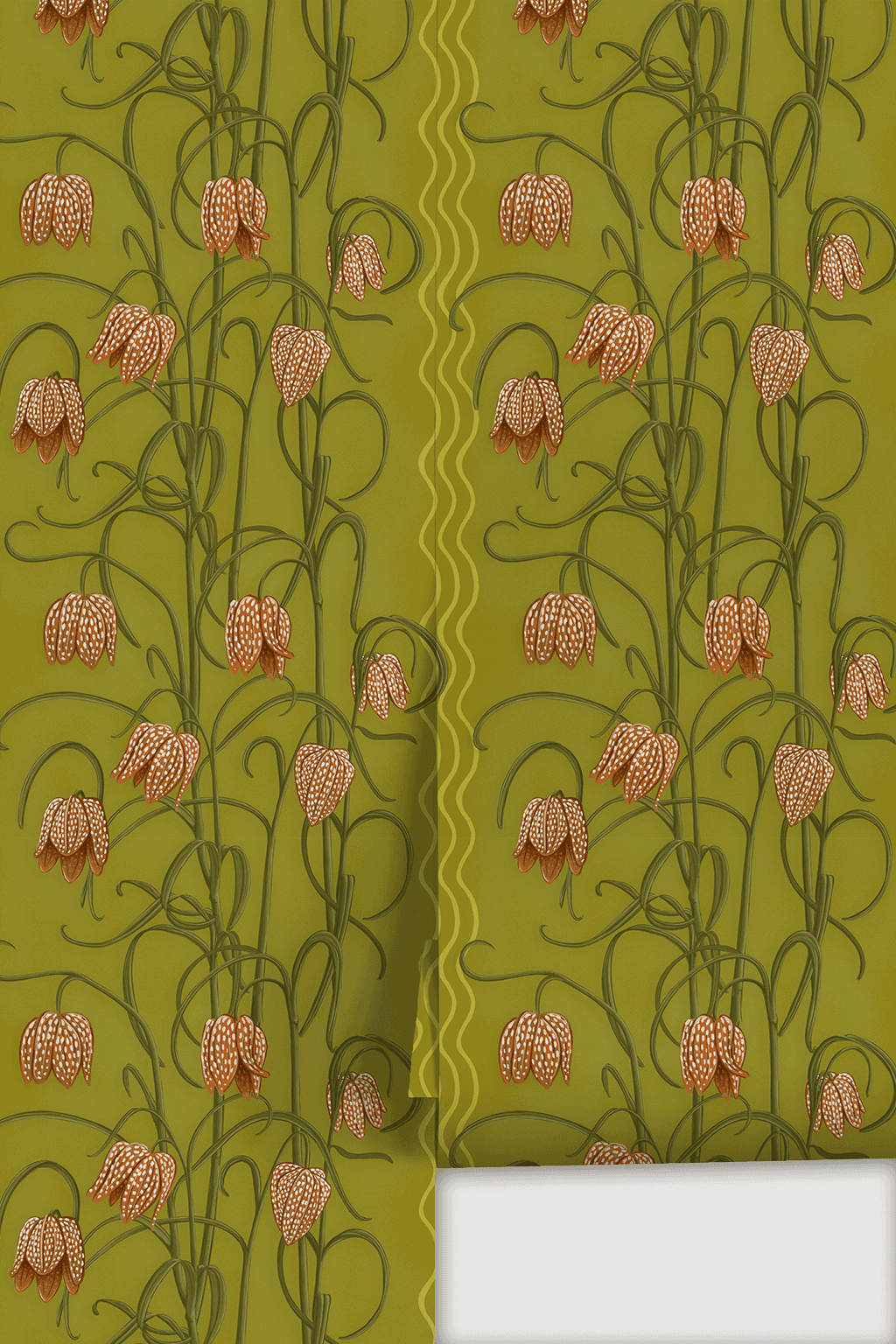 Campanas Wallpaper, chartreuse and orange