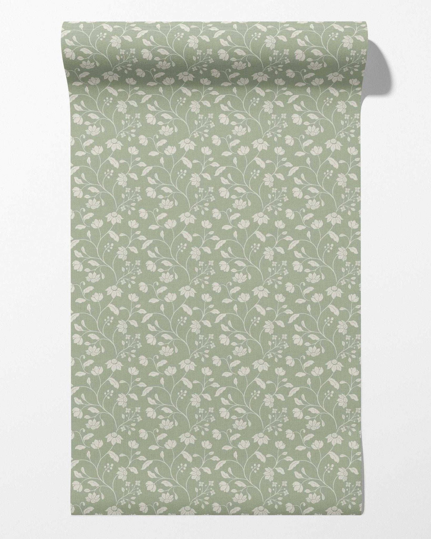 Wild Geranium Wallpaper in Soft Sage