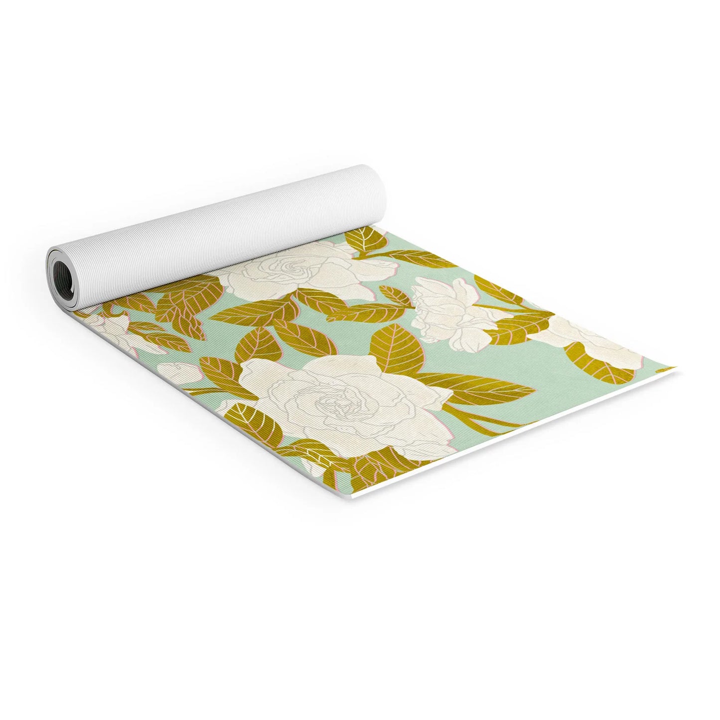 Gardenias on Green Yoga Mat