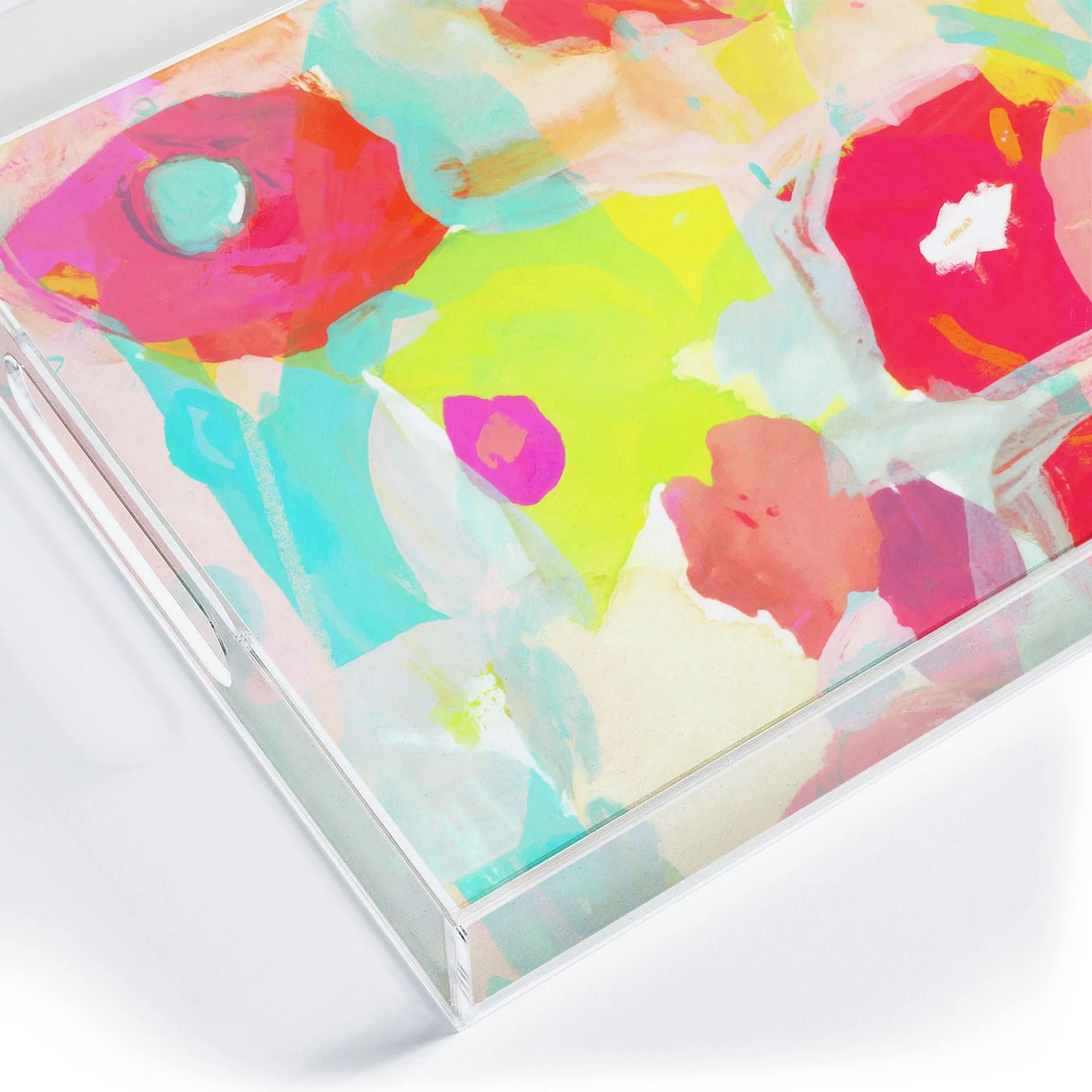 Teal Pop Bouquet Acrylic Tray - Medium w/Handles