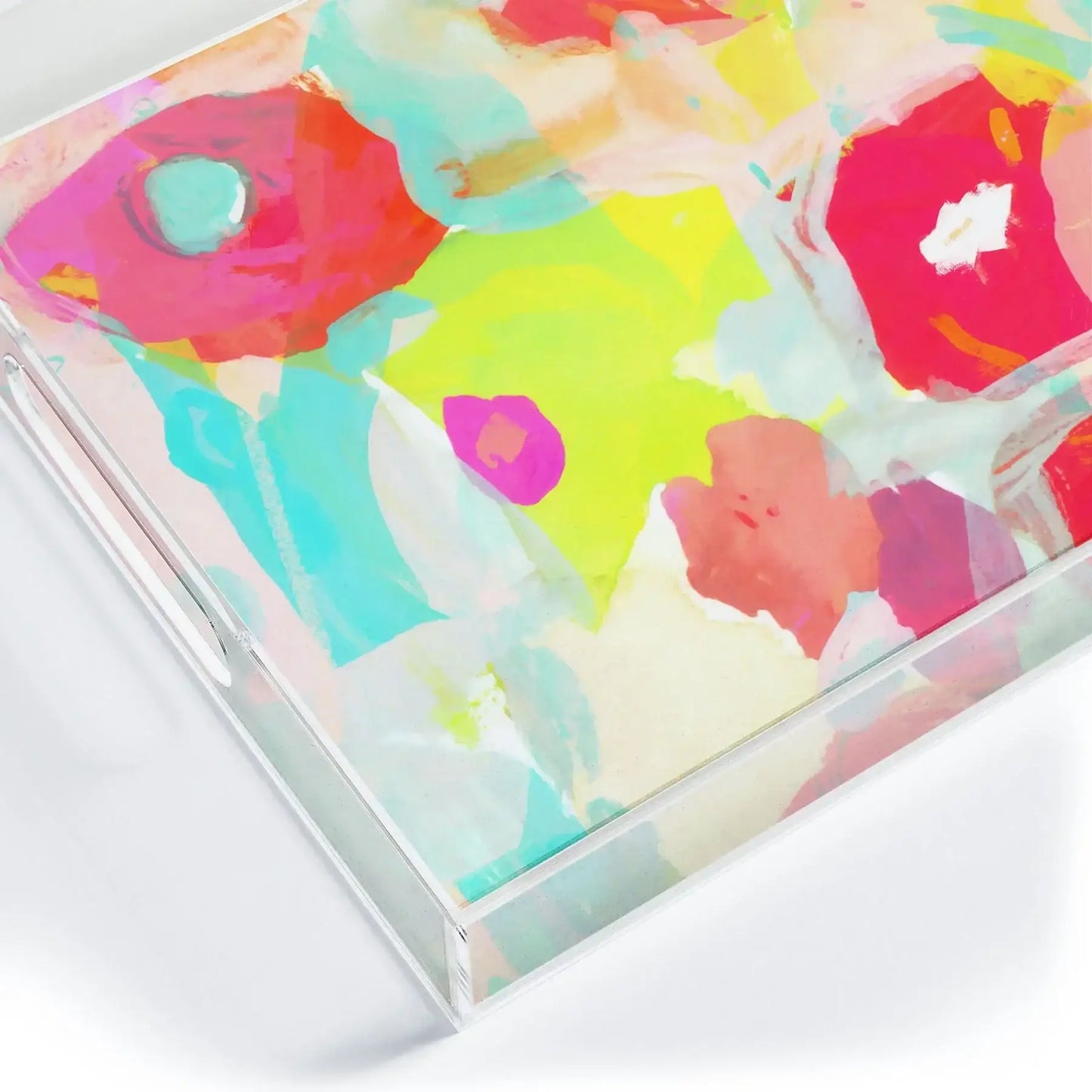 Teal Pop Bouquet Acrylic Tray - Medium w/Handles