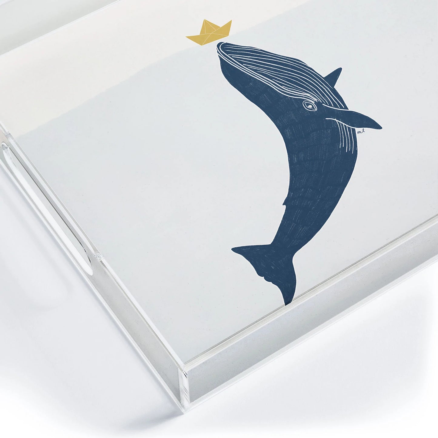Blue Whale Acrylic Tray - Medium w/Handles