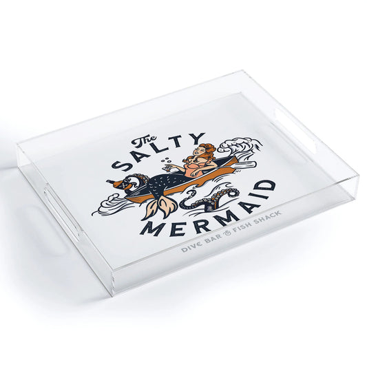 The Salty Mermaid Dive Bar Acrylic Tray - Medium w/Handles