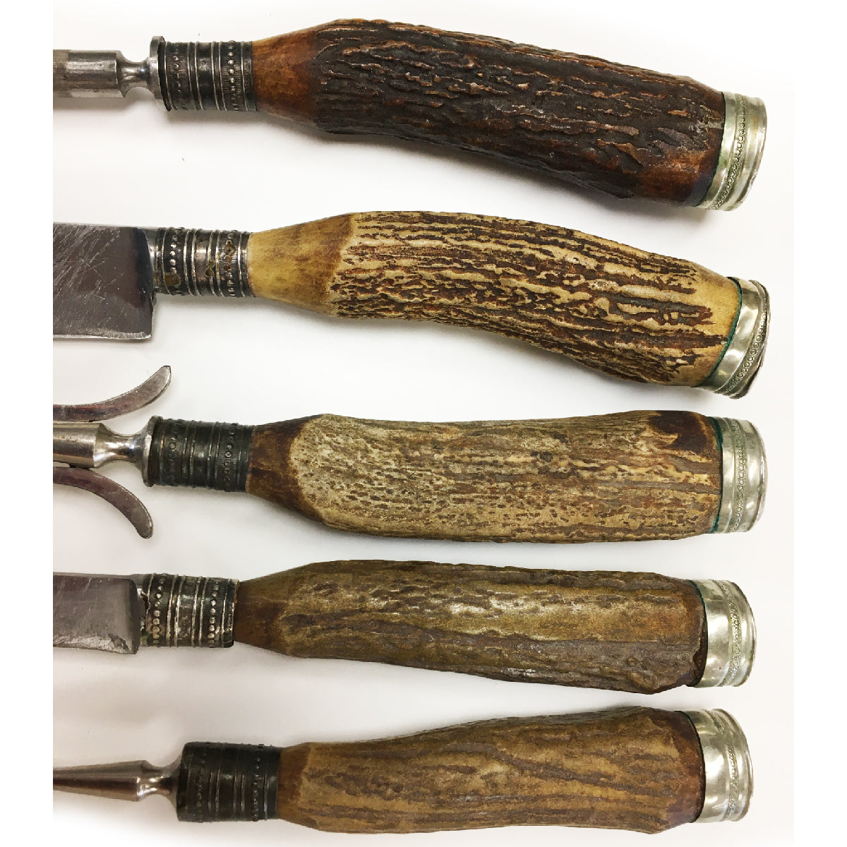 SOLD - Vintage Stag Horn Carving Set