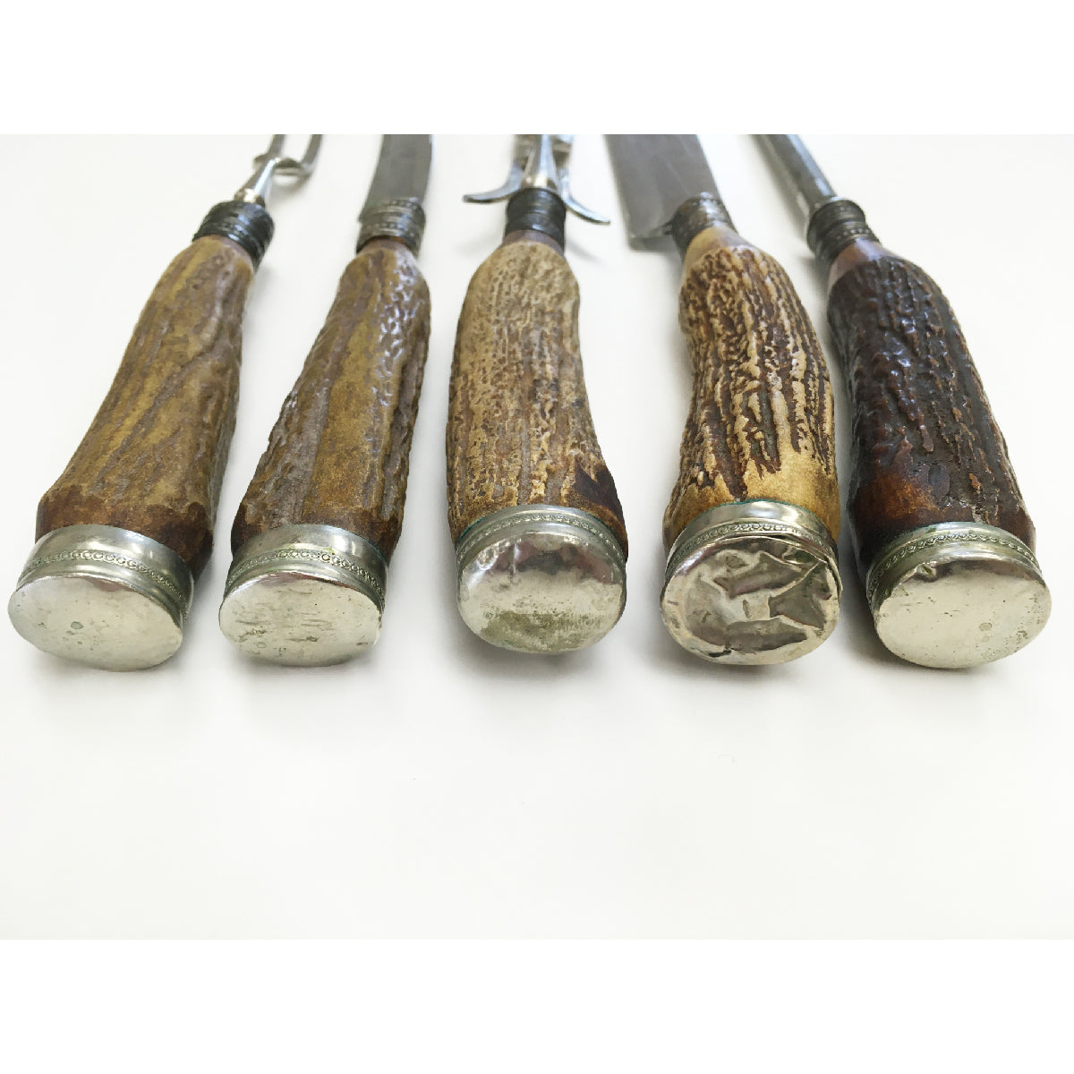 SOLD - Vintage Stag Horn Carving Set