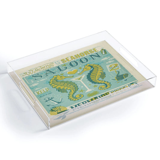 Seahorse Saloon Acrylic Tray - Medium w/Handles