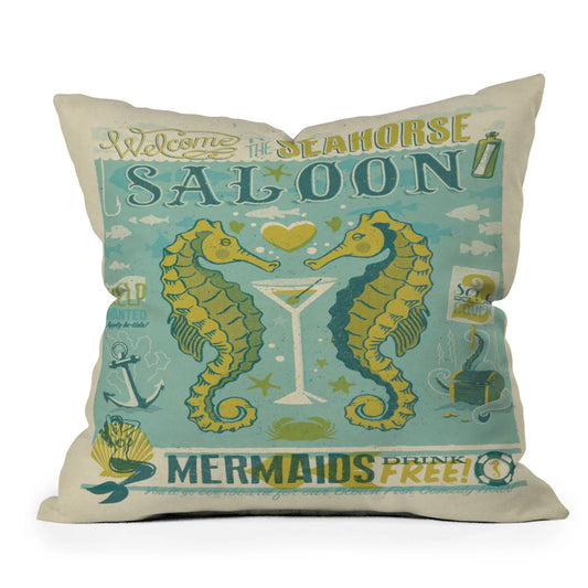 Seahorse Saloon Throw Pillow
